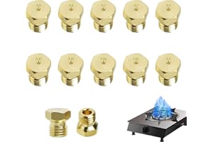 QNENEAM 10 Pièces Gicleurs pour Gaz Butane, Gicleur Gaz Bouteille Adaptés aux Plaques de Cuisson GPL, Comprend Injecteurs en Laiton de Tailles Diverses pour Conversion Gaz Naturel 0,5cm, 0,7cm, 0,87cm, 1,02cm