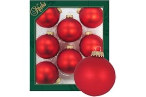 Krebs Glas Lauscha - Dekoracja bożonarodzeniowa / ozdoba choinkowa ze szkła – bombki bożonarodzeniowe – kolor: jasnoczerwony matowy – 8 sztuk – rozmiar: ok. 7 cm