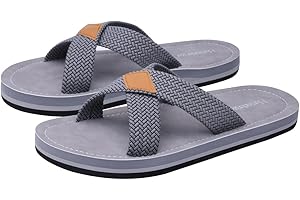 Harssidanzar Men's Cross Slide Sandals Slip on Comfortable Lightweight Summer Slipper Shoes For Indoor and Outdoor Quick-Dry KM229UK