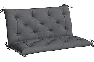 ‎OUTSUNNY Outsunny 2 Sitzer Bankauflage 100 x 98 x 8 cm Sitzkissen mit Bändern Rückenkissen für Indoor/Outdoor Polster Auflage für Sitzbank Gartenbank Gartenmöbel Hollywoodschaukeln Dunkelgrau