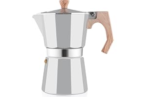 wedrink Moka Pot Coffee Makers 6 Cups,Aluminum Coffee Percolator pot Moca Pot 300ml,Espresso Maker Sliver