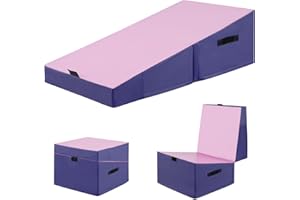 COSTWAY Large Foldable Incline Gymnastics Mat, Kids Cheese Wedge Skill Shape Fitness Tumbling Gym Yoga Mats, for Boys and Girls Home Training Aerobic Exercise