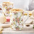 Larah by BOROSIL Premia Series Amora 2 pc Opalware Tea/Coffee Mug Set (350 ml Each) | Embossed Design, Microwave & Dishwasher Safe | Crockery Set Ideal for Daily Use & Gifting, White