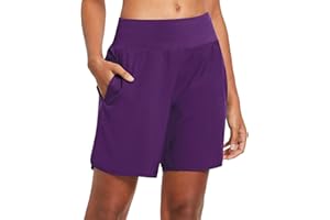 BALEAF Short Sport Femme Running Taille Haute Short Fitness Femme Respirant avec 4 Poches pour Surf Volley Ball Tennis Randonnee Gym Yoga