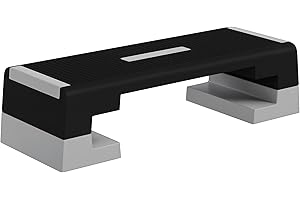 SPORTNOW Stepper ad Altezza Regolabile con Gradini Rimovibili e Fondo Antiscivolo, Step Aerobica in ABS, 97x36x15/20/25 cm, Grigio