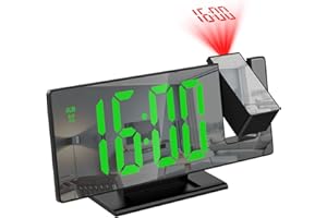 Criacr Newest 180° Projection Alarm Clock, Digital Alarm Clock with 7.8" Large LED Mirror Screen, Alarm Clocks Bedside with 4-Level Brightness, Auto Night Mode, Snooze, Temp, 12/24 Hr, Date for Kids