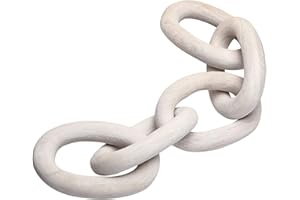 BestAlice White Wood Chain Link Decor,21.7inch Length Wood Knot Room Decor,Decorative 5-Link Wood Chain for Home Decor,Modern Wooden Chain Boho Decor