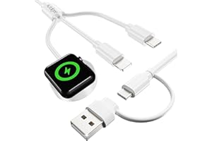 AUTALLGEE Multi Charger Cable 3 in 2 for Apple Watch iWatch Charger USB C/A Travel Essentials Fast Charging Compatible with iWatch Series 10/Ultra/SE/9/8/7/6/5/4/3/2 & iPhone 16/15/14/13/SE/Galaxy S25 125cm