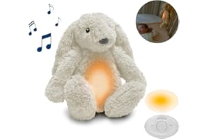 ZAZU - Ro le Lapin | Aide au Sommeil pour Bébé avec Batterie Rechargeable Veilleuse Multicolore, Sons Apaisants, Capteur de Pleurs, Arrêt Automatique & Charge USB-C (Blanc)
