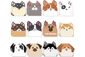 NJCXOLA 720 Feuillets 24 Pcs Blocs Feuillets Autocollants, Chiens Notes Autocollante, Autocollants Convient aux Mémos, Messages, Rappele, Petits Cadeaux Anniversaire pour élèves et anniversaires d'enfants