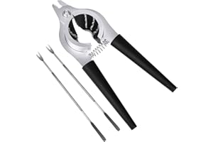 SANCHAMY Nut Crackers for All Nuts Heavy Duty Nutcrackers Walnut Cracker with Plier for Easy Cracking Stainless Steel Nut Cracker for Pecan Nut Cracker Tool with Non-slip Handle-2 Picks Included-Black