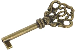 Gedotec - Chiave a mappa singola per serrature di mobili, chiave di ricambio per armadio, H2134, Beethoven, 38 mm, ottone, colore marrone brunito , 1 pezzo, chiave per mobili antichi, stile vintage