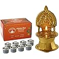 Lakshmi Deep Goddess Lakshmi Lamp – Gold Finish, Brass Lamp with 8 Cotton Wick Oil Refills