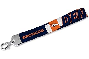 Rico Industries NFL Football Denver Broncos Handgelenk-Schlüsselband, niedlicher Handgelenkriemen, Schlüsselanhängerhalter für Damen und Herren, Autoschlüssel, Ausweise, Karten, Geldbörse, Telefon,