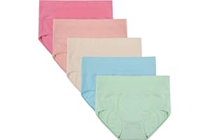 INNERSY Bragas Mujer Algodon Altas Braguitas Culotte Elástico Ropa Interior Suave y Cómoda Pack de 5