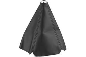 Juttzzei Universal Schaltsack, 26*1.5cm Auto Schaltknauf Abdeckung, Schalthebel Staubschutzhülle, Schaltknauf Tasche, Hochwertig PU Leder Schaltknauf Griffschutz für Die Meisten Auto - Schwarze Nähte