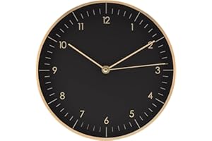 LUUK LIFESTYLE Orologio da parete al quarzo moderno senza ticchettio, design scandinavo, decorazione per casa, ufficio, in nero e oro