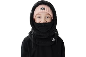 Shy Velvet Cagoule d'hiver chaude pour enfants, masque de ski pour garçons, filles, cagoule en polaire multifonctionnelle, coupe-vent, taille unique, Enfant - Noir, taille unique