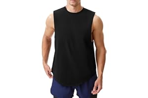 LORSPORTCH Camiseta sin Mangas de algodón para Hombre, para Entrenamiento, Atletismo, Gimnasio, musculación, musculación, Cortes