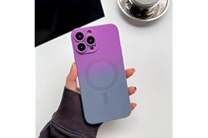 Tybiky Carcasa para iPhone 13 Pro, diseño de degradado de dos colores, con lámina de lente, carga magnética, resistente a los arañazos, color lila y gris