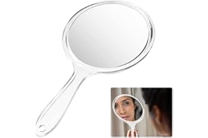 RARWIND Handspiegel mit Griff, Vielseitig Leichtgewicht 1X/3X Doppelseitiger Handspiegel, Handspiegel mit Vergrößerung für Handheld, zu Hause und auf Reisen, 14,6 x 27 cm