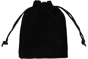 WedDecor Mini Drawstring Velvet Bags 7cm x 9cm – Small Velvety Gift Bags for Wedding Favors, Christmas, Birthdays, Jewellery, Party Supplies - Clear Velvety Pouches, Black, 10pcs