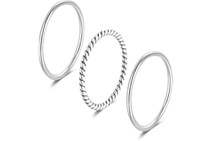 SILBERTALE Cienkie gładkie pierścionki na kostki dla kobiet ze srebra wysokiej próby 925, zestaw pierścionków do układania w stos, różowy, na kciuk, obrączka ślubna, wygodne dopasowanie, rozmiar E-Q½,