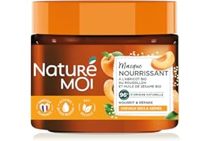 Naturé Moi - Masque Cheveux - Nourrit et Répare - Cheveux Secs, Abîmés - Abricot, Huile de Sésame Bio - Formule Soin Cheveux à 96% d'Origine Naturelle - 300 ml - Fabriqué en France
