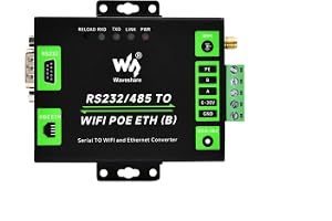 Waveshare Industrial Grade Serial Server RS232/485 to WiFi and Ethernet, Modbus Gateway, MQTT Gateway, Metal Case, Wail-Mount and Rail-Mount Support with POE Function