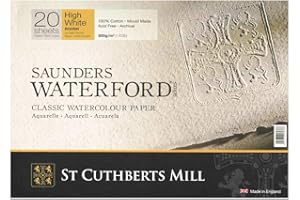 SAUNDERS WATER FORD SERIES St Cuthberts Mill Saunders Waterford - Bloc 20 feuilles de papier aquarelle grain torchon - 41x31 cm - 300g/m² - Extra-blanc