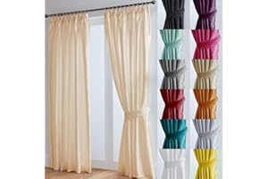 John Aird Luxury Faux Silk Fully Lined Pencil Pleat Curtains With Matching Tie Backs (Cream, 168cm Width x 229cm Drop (66"x 90")