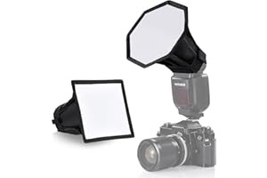 NEEWER Lot de 2 diffuseurs de Flash améliorés - Boîte à lumière Pliable (octogonale de 15 cm, rectangulaire de 15,2 x 12,7 cm) pour Flash à tête Ronde Z2 Z1 V1 et Compatible avec Godox Sony Nikon