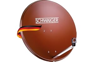 Antenne satellite numérique (75 x 85 cm) Schwaiger 714166 - Avec bras-porteur LNB et support de mailles - Anthracite - Miroir en acier - Pour recevoir la TNT en Full HD, 3D et 4 K (Ultra HD)
