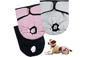 MEYDLL Hundewindeln, 3 Stück Wiederverwendbare Hundewindeln, Hundewindeln für Hündinnen, Läufigkeitshose für Hundewindeln, Super Saugfähige, Waschbare Windeln für Hunde