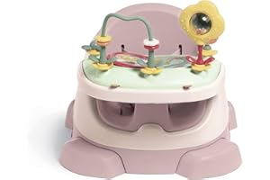 Mamas & Papas Baby Bug Booster Seat for Dining, Detachable Tray, Harness, Adjustable Seat and Non-Slip Feet, Blossom (Pink)