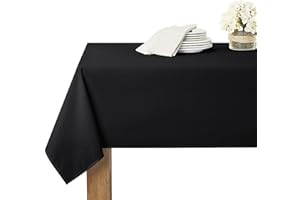 RYB HOME Nappe Table Basse - Nappe 140x240 cm Noire Rectangulaire Imperméable Anti Tâche Facile à Entretien pour Decoration Halloween Salon Cuisine Jardin Garden Multi-Usages