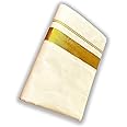 AYUS Cotton Men's Kasavu Kerala Dhoti/Double Mundu Dress Material (cream, Free Size) (4 Meter), Customizable Length
