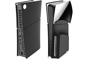 ZJRUI Silikon Hülle für PS5 Slim Konsole, Dünn Stoßfest Schutzhülle Skin Cover PS5 Slim, Anti-Kratz für PS5 Slim Skin Faceplates Anti-Staub Weiche Hülle für PS5 Slim Console Disc Version - Schwarz