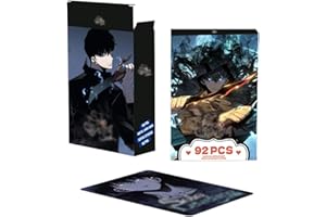GNHG 92 Piezas de Solo Leveling Tarjetas de Fotos para niños,Regalo de Anime,Tarjeta de Lomo (60 Tarjetas de Lomo y 32 Pegatinas) - Estilo A
