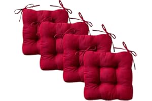 REINO MANSIDI Cojines para Silla, Acolchados 40 x 40cm, Relleno de Fibra Hueca 5cm, Ideal para la Decoración de Cocina y Salón, Comedor y jardín. Fabricados en España (Pack 4, Rojo)