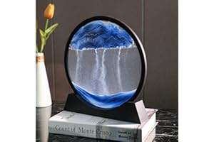 E-feilai-Moving Sand Art Picture, Dynamic Round Sand Art Liquid Motion, Falling Quicksand Painting, 3D Deep Sea Sandscape, Flowing Sand Relaxing Toy for Kids and Adults (Blue, 7Inches)
