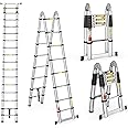 SUNRISE Telescoping Ladder,Expansion Ladder A Type Multi-Function Folding Stepladder, Heavy Duty Indoor Outdoor Industrial Working Household Use (1.6m+1.6m)