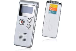 Rigwig Digital Voice Recorder 3072kbps HD Voice Activated Recorder with Playback, 7-Levels Intelligent Noise Reduction Dictaphone Voice Recorder 30H Battery Time Audio Recorder (8GB） (Sonic Silver)