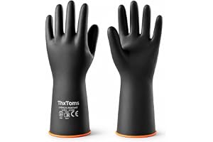 ThxToms Kraftiga latexhandskar, tål stark syra, alkali och olja, trädgårdshandskar av gummi, ett par (35cm)