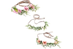 Ever Fairy couronne fleur bandeau bébé fille enfant en bas âge feuille verte feuille couronne florale couronne (Ensemble de 3 couleurs)