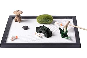 WINGFLY Zen Garden, Mini Meditazione Rock And Sand Garden con Rastrello per Home Office Rilassamento e Meditazione Home Living Room Ornamenti da Tavola Regalo Artigianale (574)