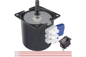 JYUDAUFU 60KTYZ Synchronmotor 5RPM AC 220V CW/CCW Rotierender Getriebe-Schüttel-Permanentmagnetmotor mit Halterung, 3-Positionsschalter, Federdraht, für Elektrogeräte/Stufenlampe/Automation/DIY/Test