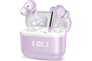 THUNELEC AI Language Translator Earbuds, 3-in-1 Bluetooth 5.3 Translation Earbuds with 164 Real Time Languages/6 Translation Modes, AI Headphones with ENC Mic and APP, 48H Ear Buds for Travel/Business Purple