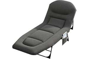 Yagosodee Folding Bed Guest Bed, Foldable Bed, Folding Single bed with Mattress Side-Pocket and Adjustable Backrest for Spare Temporary Office Nap, Camping, Beach(200x65cm), Dark Grey