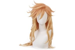 maysuwell für Cosplay-Perücken Langes gelbes Haar Anime-Perücke für Männer und Frauen für Halloween, Karneval, Kostümparty mit Perückenhaube